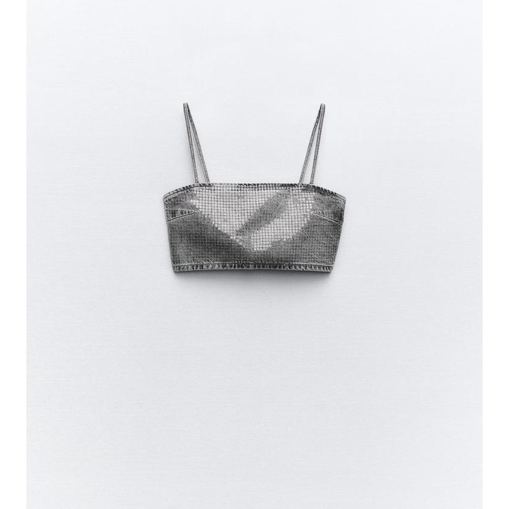 NWT Zara Denim Crop Top Size M